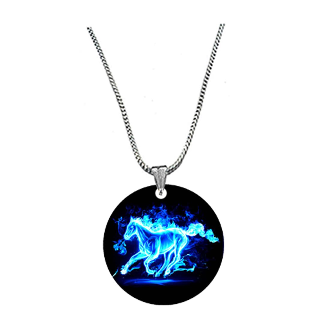 afh Good Luck Sign Religious 3D Running Horse Blue Snake Chain Pendant for Men and Women-picture-30