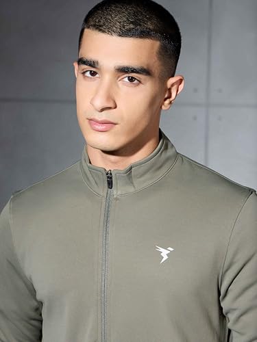 Image of TECHNOSPORT Men Polyester Slim Fit Solid Mock Neck Jacket with Elasto Plus, SPF50+ for Sports and Regular Use