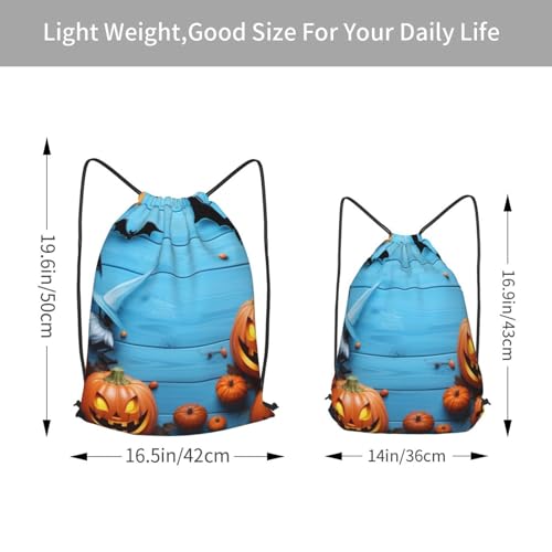 Drawstring Bag for Women Lightweight Sports Gym Bag Pumpkin and Bats Soccer Backpack for Travel3