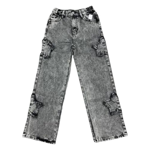 Boys Y2K Baggy Jeans Kids Star Graphic Ripped Wide Leg Elastic Waist Denim Pants with Pockets Hip Hop Streetwear2
