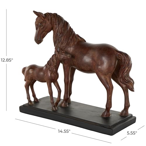 Escultura Cerámica de Caballos con Base Negra 15" x 6" x 13" miniatura 6