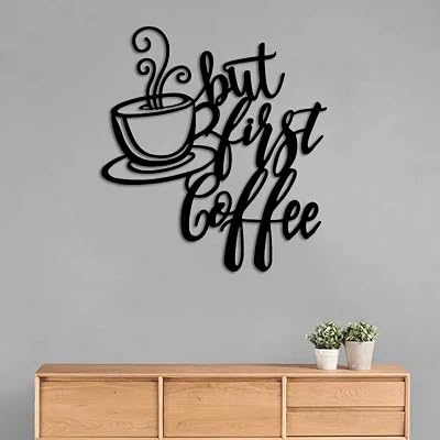 Hula Metal Coffee Cup Wall Decor Black Coffee Cup Wall Silhouette Signs Cafe Themed Metal Wall Arts for Coffee Shop Coffee Bar Kitchen Restaurant Lounge Decor 