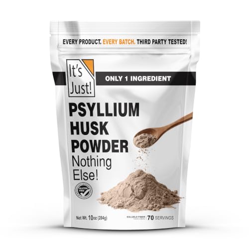 It's Just! - Psyllium Husk Powder, GLP-1 Friendly, Easy Mixing Dietary Fiber, Cleanse Your Digestive System, Finely Ground Powder, Ideal for Keto Baking, Non-GMO (Unflavored, 10oz (Pack of 1))
