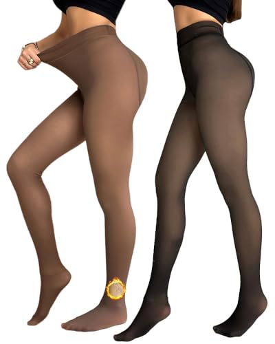 Chic Me 2-Pack Magic Fleece Lined Leggings 2025 Thermal Pantyhose High Waist Leggings Tights