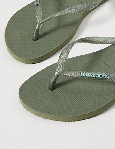 Chinelo Havaianas Slim Logo Metallic Feminino, Musgo, 33/34