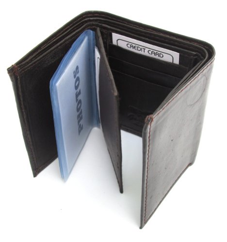 Dangerous Threads Mens Chocolate Brown Leather Wallet Lamb Trifold 731B2