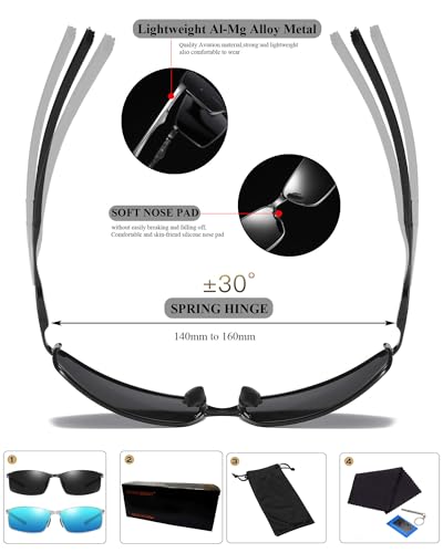 Polarised Sunglasses For Mens Womens UV Protection metal frame Ultra Light Driving Fishing Running Outdoor Pilot Sun glasses - Image 6