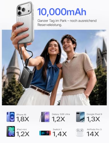 LISEN Mini Powerbank 10000 mAh Fast Charging 45W mit USB-C Kabel – Ansicht 6