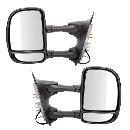 Trail Ridge Towing Mirror Set 2 Piece Power Manual Folding Textured Compatible with 1999-2003 Ford F-250 Super Duty 1999-2003 F-350 Super Duty