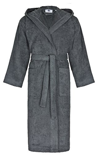 Preisvergleich Produktbild Floringo Bademantel Frottee mit Kapuze Serie 202-schiefer-S