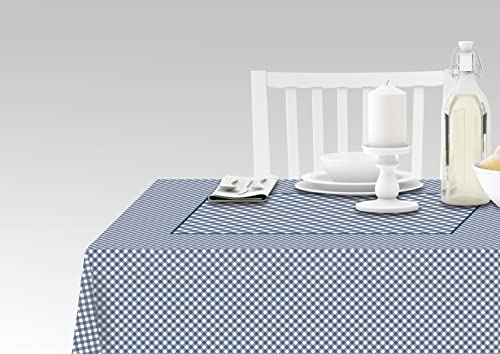 Tovaglia da cucina con stampa digitale 100% Made in Italy antiscivolo per sala da pranzo lavabile e antimacchia Modello Maiolica - Ruffia cm 140x140