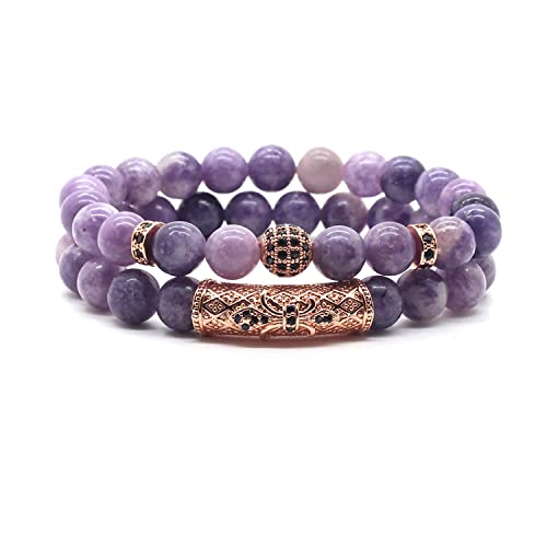 GDLKPYHS Amethyst Bracelet, Handmade Beaded Bracelet 8MM Healing Crystal Beads,Protection Bracelets,Yoga Chakra Bracelet,Bring Good Luck, Prosperity and Happiness,Women's Gifts