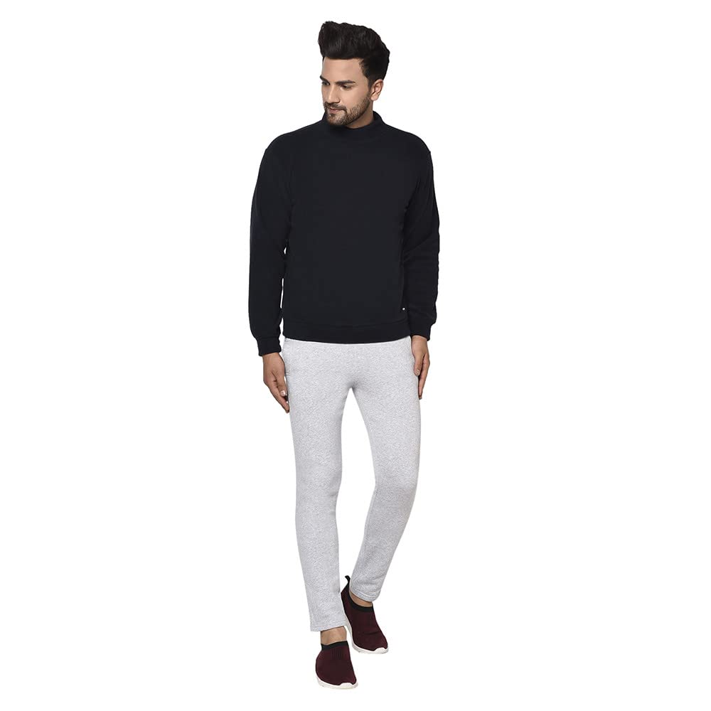 Octave Men's Fleece Mandarin Collar Sweatshirt | Solid Print | Hand Wash | J-208-21-BLACK