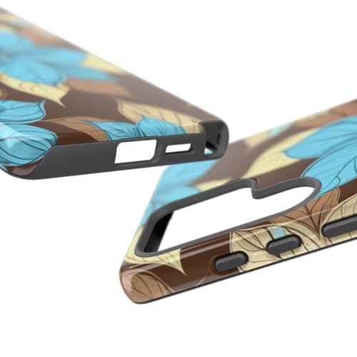Coque Samsung S25 Ultra motif floral turquoise et beige rigide brillante - 3