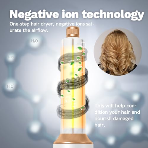 R001 Airstyler 5 in 1, Pro Ionen Hairstyler Föhnbürste Set mit Auto Lockenstäbe | 1000W Haartrockner Air brush für Alle Haartypen, Haarstyler für Volumen, Trocknen, Glätten & Locken (weiß)