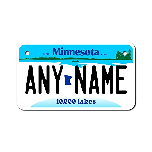 TEAMLOGO - Personalized Minnesota License Plate - Custom Aluminum Name, Text, or Number Plate - Customized Golf Cart Accessories, ATVs, Mini Bikes and Motorcycles - USA-Made Quality (Ver 1, 4