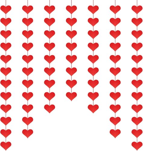Decoración de San Valentín – Guirnalda de Corazones de Fieltro Ro...