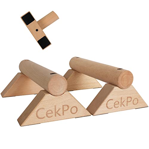 Cekpo Push Up Bars, Wooden Pushup Stands Handles, Non-Slip Base For Exercise Home Workout Equipment, 2Pcs Wood Parallettes Bars Grip For Men Women Strength Training, Planks Calisthenics Fitness #TOP2