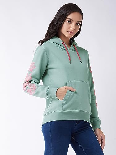 Image of Modeve Women Printed Hooded Sweatshirt for Winter