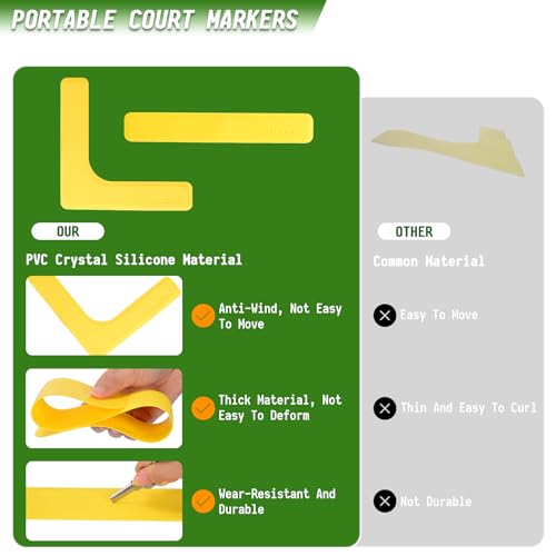 hikeen court lines marker kit anti-slip and wind-resistant throw down markers 28pcsr 84pcs pickleball net court for outdoor indoor court