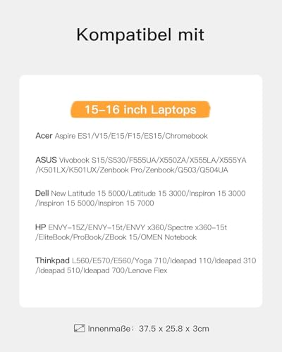 Inateck Laptoptasche Hülle Spritzwassergeschützt Case Kompatibel mit 15,6 Zoll Notebook