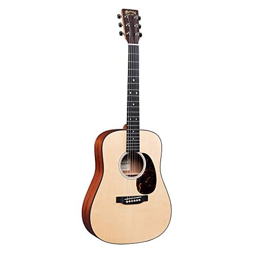 Martin Guitar DJr-10E Dreadnought Junior Acoustic-Electric Guitar with Gig Bag, Sitka Spruce Sapele Construction, D Junior-14 Fret (000 Depth)