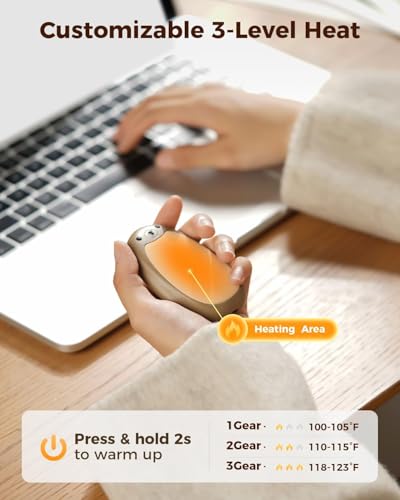 SWEETFULL Hand Warmers Rechargeable – Cute Bear, 2 Pack Magnetic, Reusable Electric Pocket Heater, Great Gift for Daughter, Kids, Wife, or Bestie, Portable for Outdoor & Camping (Brown) — view 3