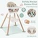 BABY JOY High Chair, 6 in 1 Convertible Wooden Highchair for Babies & Toddlers with Adjustable Legs, Double Removable Tray, Safety Harness & Waterproof PU Cushion (Beige)