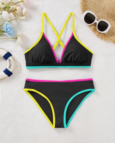 Image of Yonique Womens Push Up Bikini Set - Two Piece Swimsuit V Neck Crisscross Back Bathing Suit 2025 Swimwear
