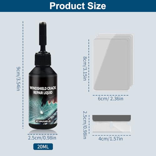 Mustowl 2025 Upgrade Windshield Crack Repair Kit, Windshield Cracks Scratches Adhesive Repair Fluid, Glass Cracks Repair Kit, Auto Glass Care Kits, Quick Fix Windshield & Glass Repair Tools (1pc)