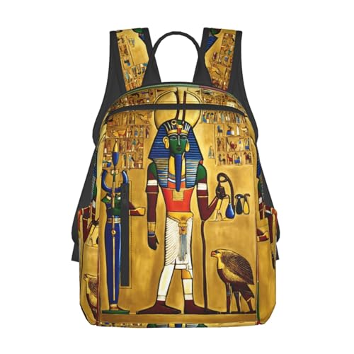Sac à dos en toile imprimée style Égypte antique résistant au travail et voyages