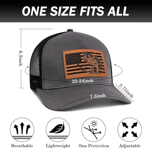 Image of Fishing Hat Fishing Gifts for Men, Bass Fish Flag Hats, Fishing Gear Accessories Stuff, Adjustable Fishing Trucker Hat
