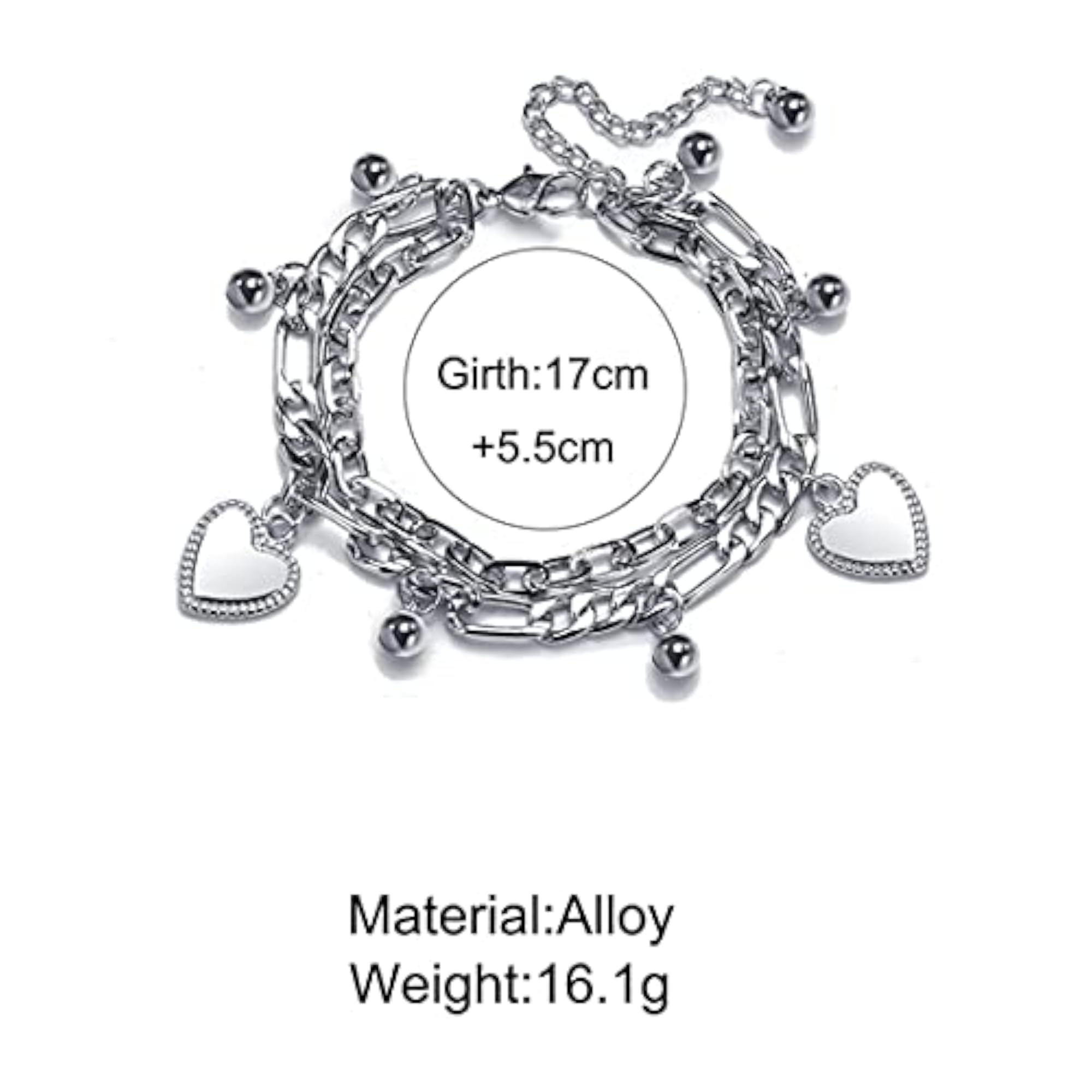 Delicate Heart Plated Multistrand Bracelet for Women