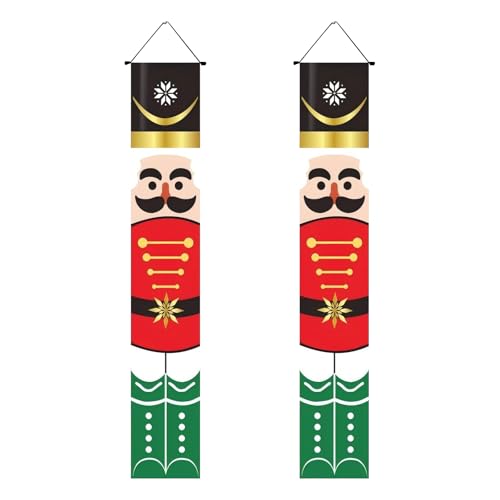 Banner de Cascanueces Navidad 30 x 180 cm Decoracion Navidad Hogar Exterior para Decoración al Aire Libre Diseño de Soldado para Porche Jardín PuertaDelantera Pared Interior Exterior