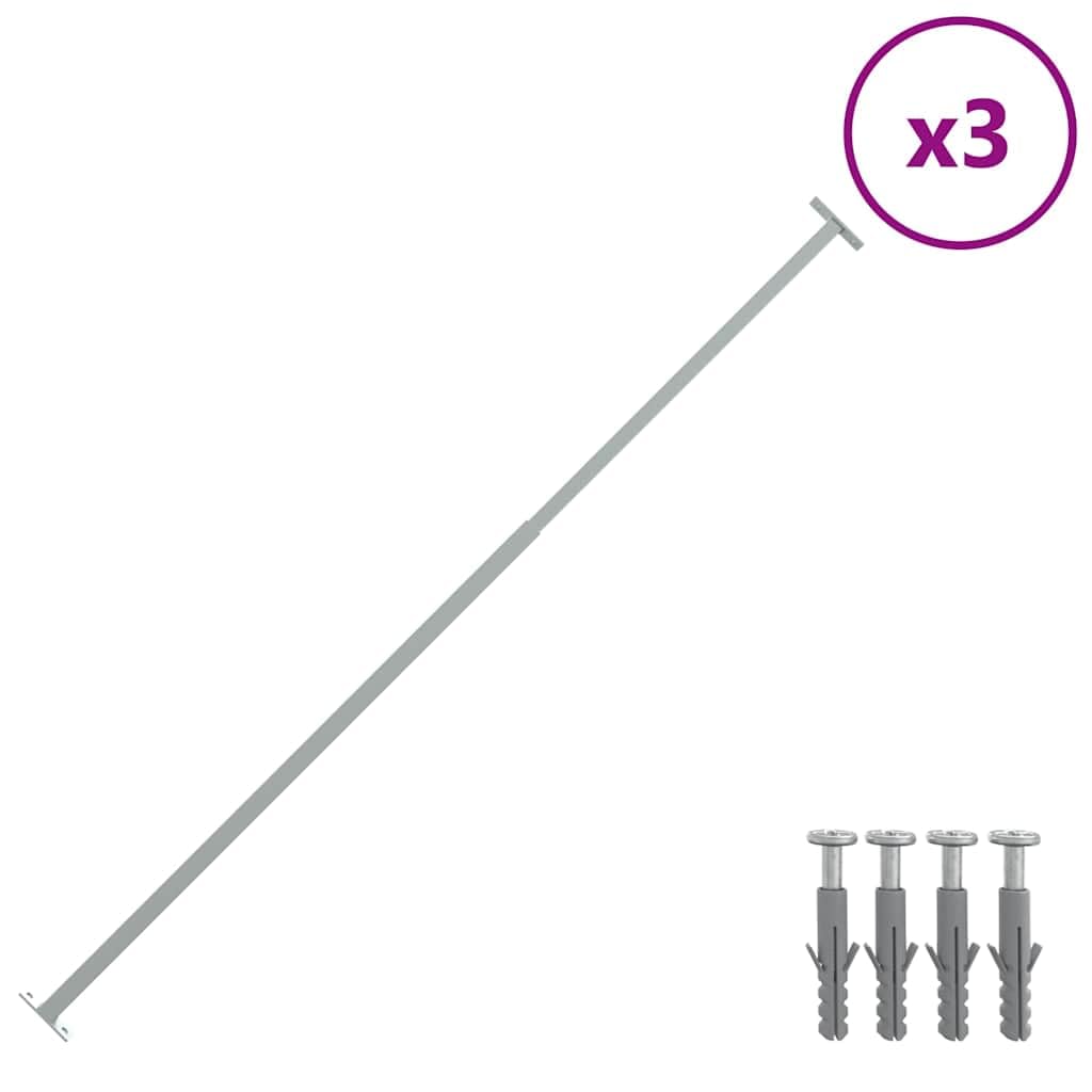 vidaXL Barras de Seguridad Ajustables para Ventanas, 3 Piezas, Plata, 710–1200 mm, Acero, Protector de Ventana, Barrera de Seguridad para Hogar y Oficina, Protección Infantil, Fácil de Montar