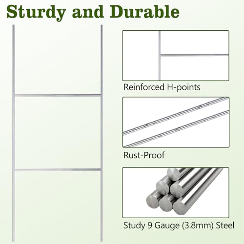 Remiawy Yard Sign Stakes Metal, 17x7 Inch 5 Packs Yard Stakes for Signs Hevey Duty H Frames Wire Stakes Yard Sign Holder for Custom Outdoor Sign, Use with 4 mm and 5 mm Corrugated Plastic Yard Signs