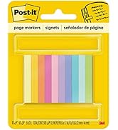 Post-it Page Markers, Assorted Bright Colors, 1/2 in x 2 in, 50 Markers/Pad, 10 Pads/Pack (670-10AB)