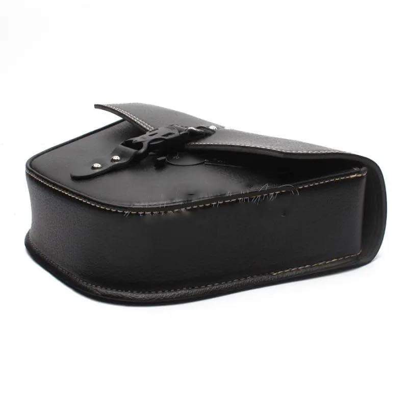 Bolsa lateral de cuero sintético negro para moto Harley miniatura 4