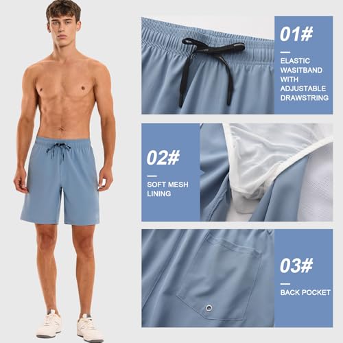 Image of HOdo Mens Swim Trunks with Mesh Liner 9 inch Quick Dry Swim Shorts Bathing Suits for Men Swimwear Board Shorts wiht Pockets