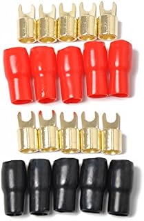 WINOMO 5 Pairs 4 Gauge Strip Spade Terminal Spade Fork Adapters for Speaker