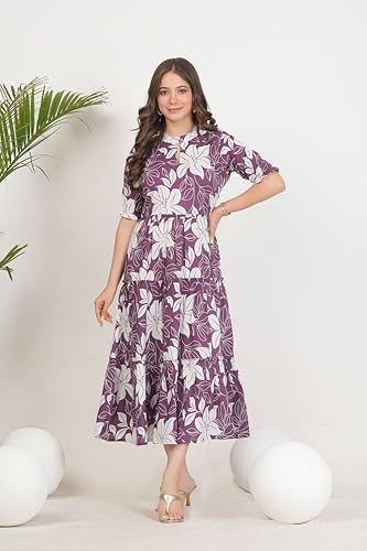 Image of Kuruti B Sheets Women's Cotton Floral Printed Regular Fit Anarkali Kurta for Women