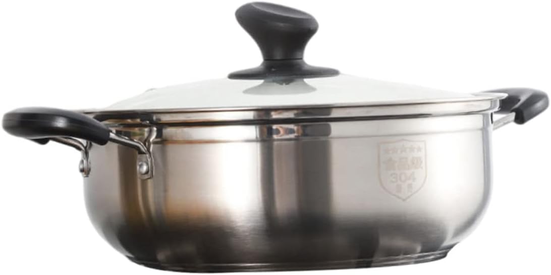 VOSAREA 1pc Two Sided Pot Electric Gas Induction Cookware Stainless Steel Hot Pot Handles Kitchen Supply