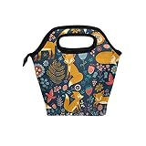 Naanle Cute Foxes Insulated Zipper Lunch Bag Cooler Tote Bag for Adult Teen Men Women, Animal Foxes