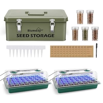 BlumWay 2 Pack 80 Cell Seed Starter Tray & Metal Seed Storage Organizer