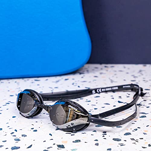 ARENA Unisex Python Racing Swim Goggles for Men and Women Anti-Fog Mirror Lens Max Comfort Dual Strap, Silver/Black by ARENA - Image 2