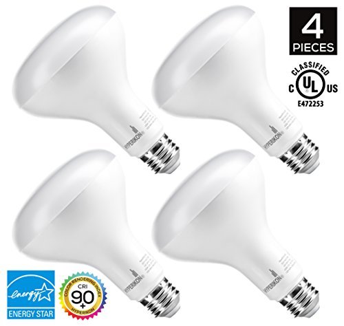 Hyperikon BR30 LED Bulb, 75 Watt (12W), Dimmable Flood Light E26, 4000k Daylight Glow, CRI 90, UL, Energy Star, 4 Pack