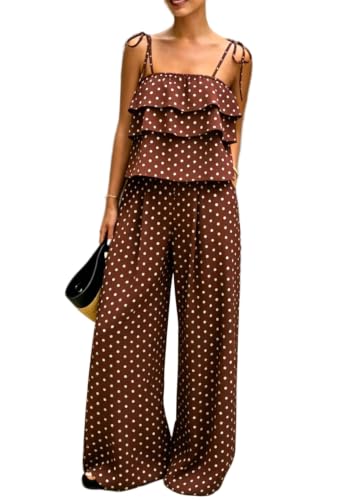 Conjunto de 2 piezas casual para mujer con pantalón de pierna ancha y lazo verano