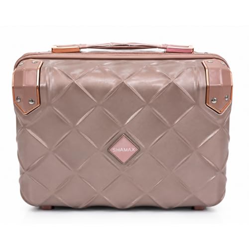 Image of Shamax Vanity Box Organiser Case (Waterproof) ABS (Travel-Friendly) Stylish Cosmetic Storage Box for Jewellery, Skincare & Beauty Storage Travel Cosmetic Case (28x16.5x30 cm) (762-Rose Gold)