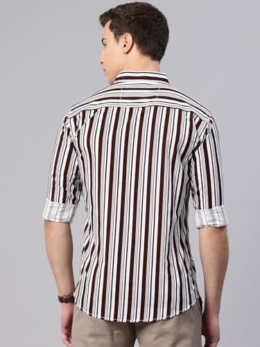 Image of Majestic Man Men's Standard Slim Fit Striped Pure Cotton Casual Shirt
