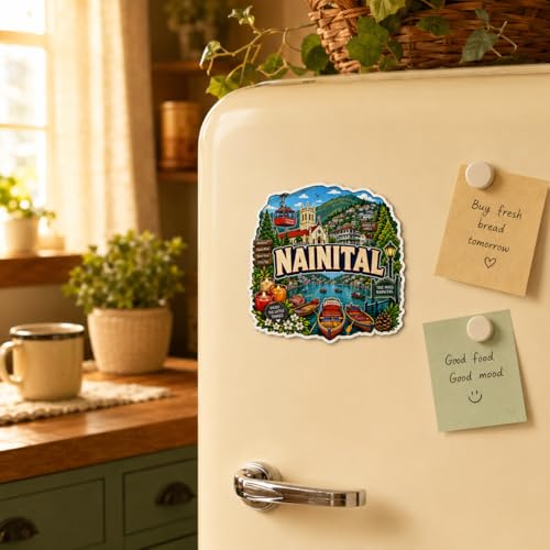 Image of Zesta Wooden Fridge Magnets Set | Refrigerator Decor Magnets for Kitchen | India Souvenir Fridge Magnet Collection | Wooden Magnet for Fridge Door Decoration (Nainital)